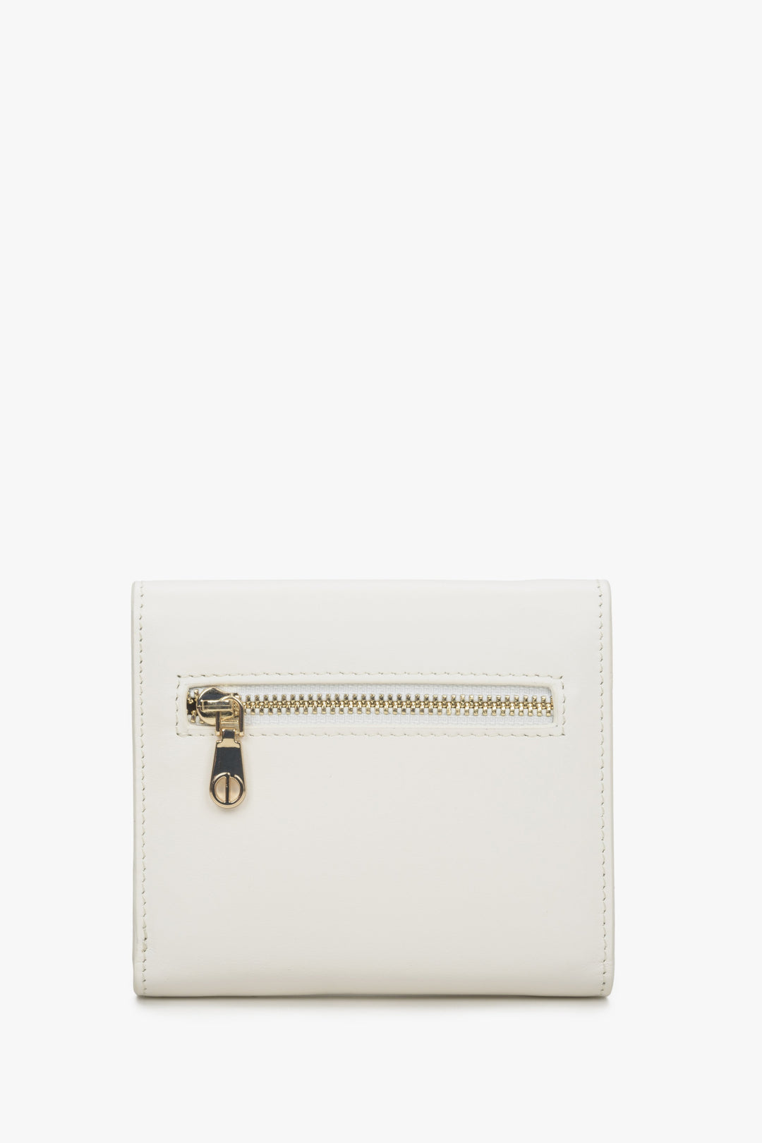 Women's light beige wallet made of genuine leather - back side.