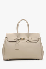 Women's Beige Satchel Handbag made of Premium Italian Genuine Leather Estro ER00115404.