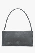 Women's Dark Grey Leather Shoulder Bag with a Marble Print Estro ER00115802