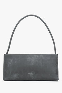 Women's Dark Grey Leather Shoulder Bag with a Marble Print Estro ER00115802