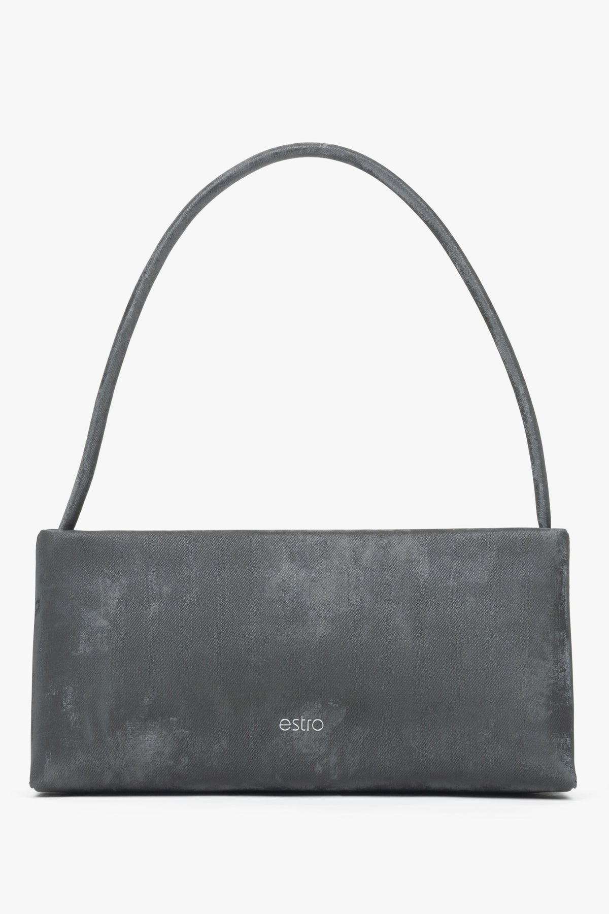 Women's Dark Grey Leather Shoulder Bag with a Marble Print Estro ER00115802