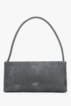 Women's Dark Grey Leather Shoulder Bag with a Marble Print Estro ER00115802