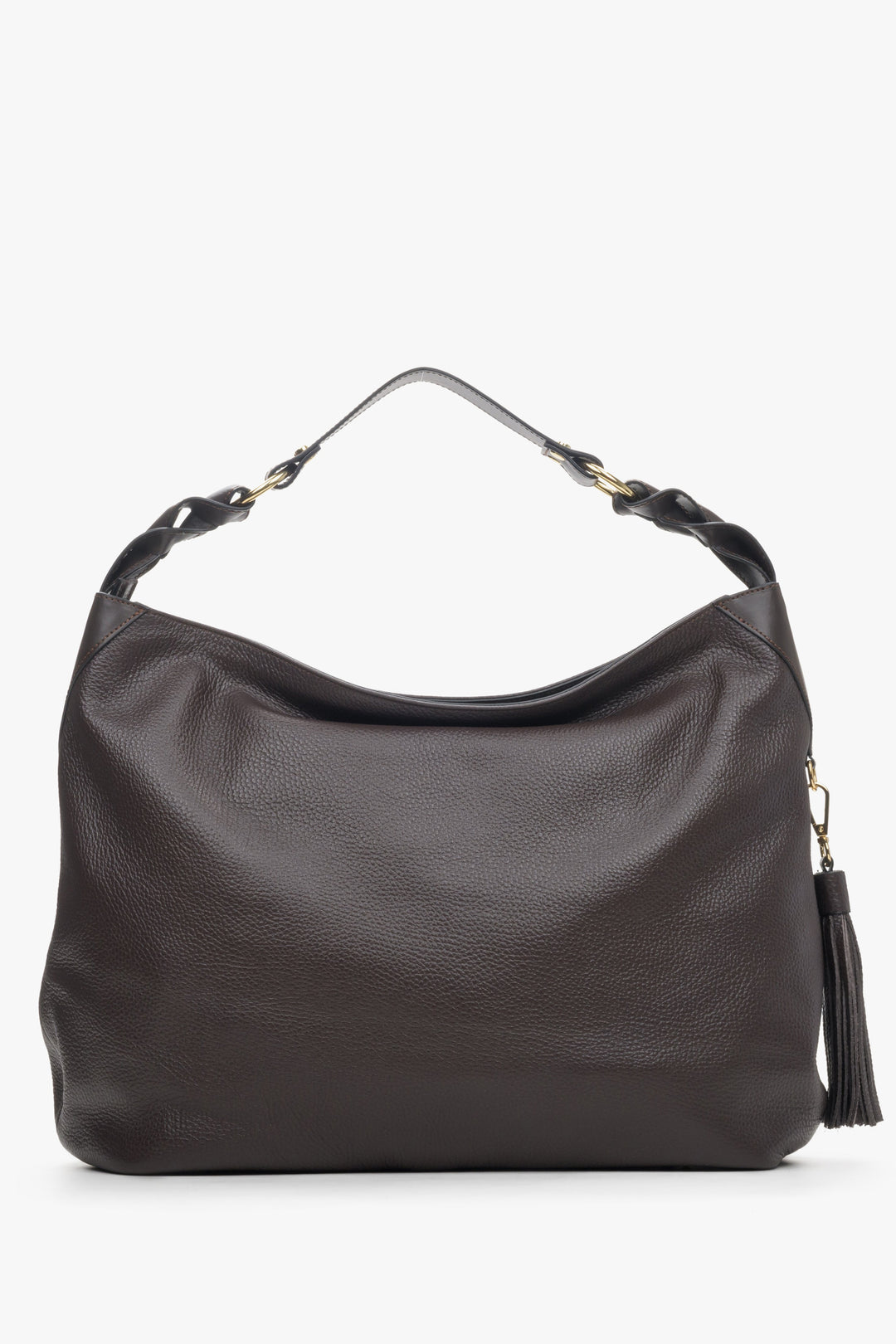 Women's Dark Brown Hobo Bag made of Italian Genuine Leather Estro ER00114116.