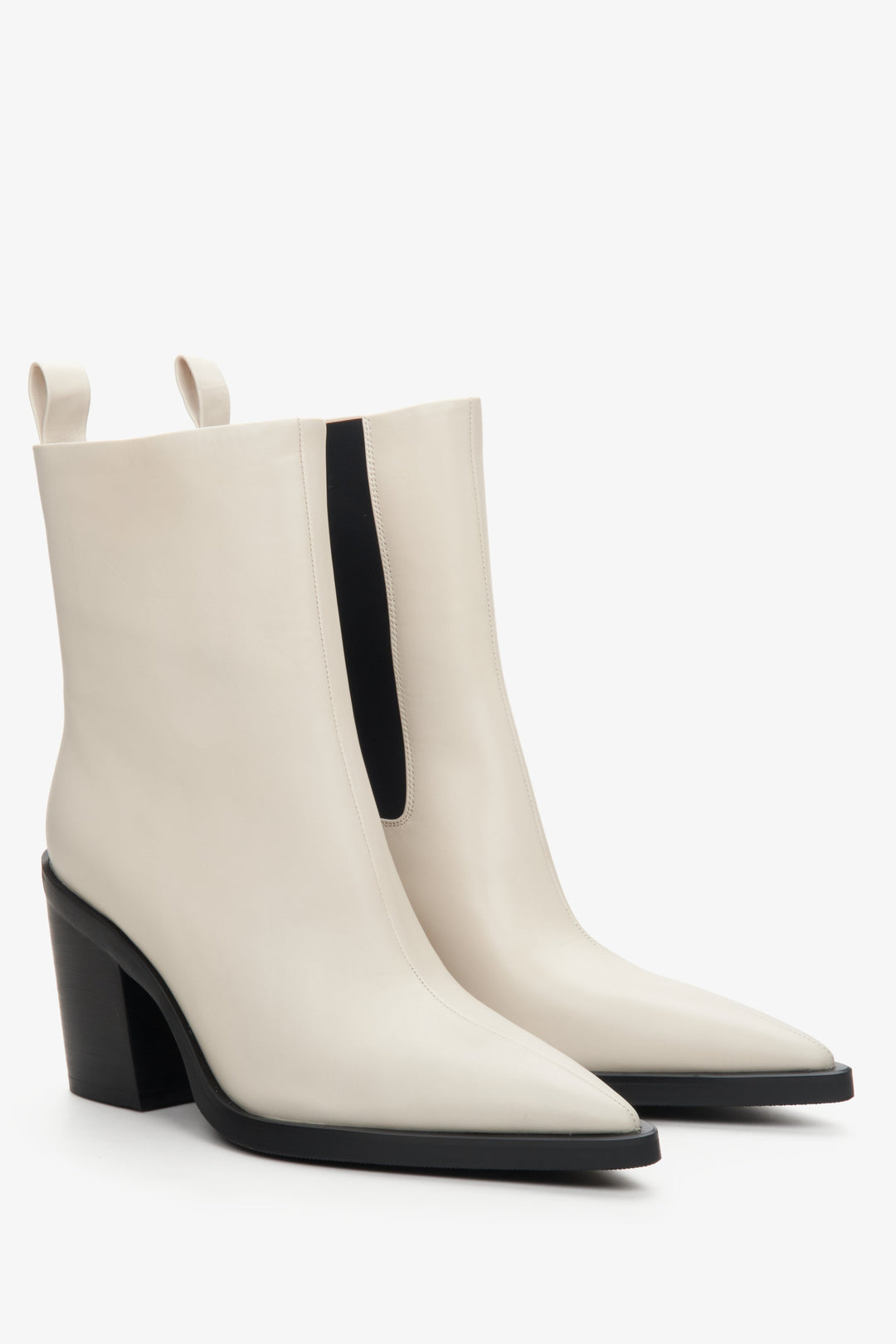 Women's White Leather Cowboy Boots Estro.