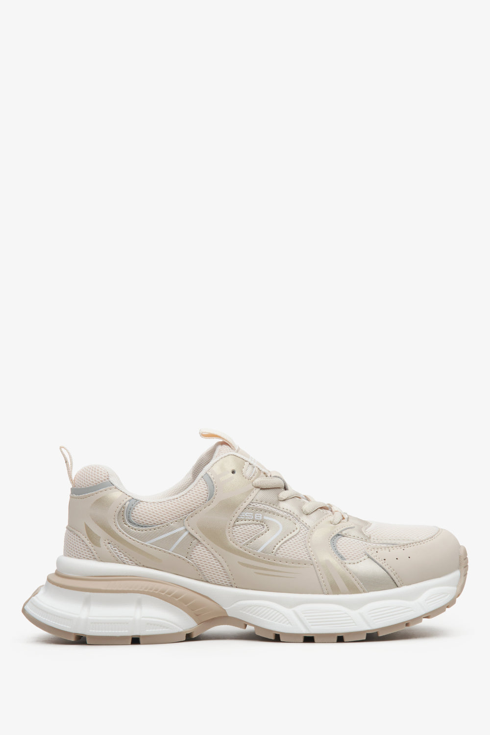 Women's Beige & White Sneakers with Golden Details ES 8 ER00114673.