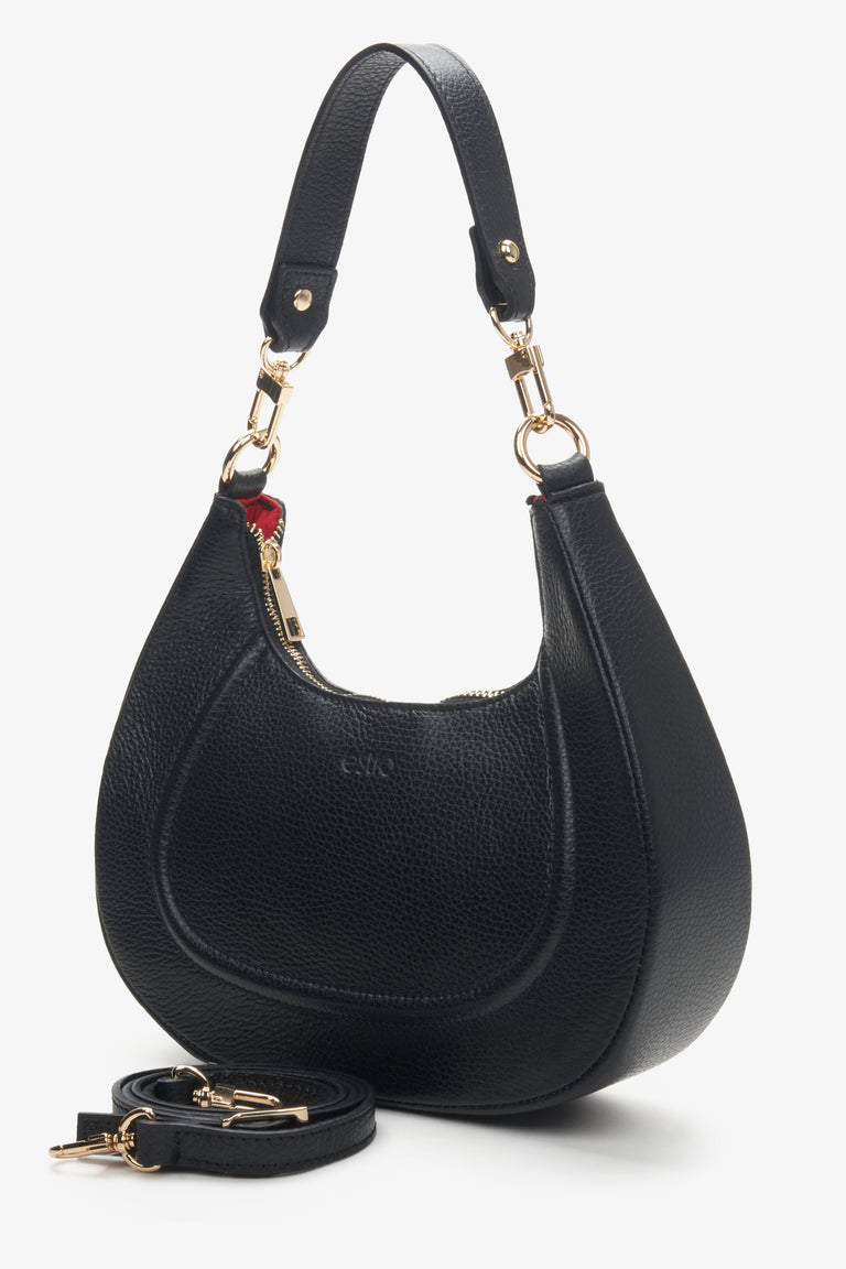 Black leather shoulder bag Estro.