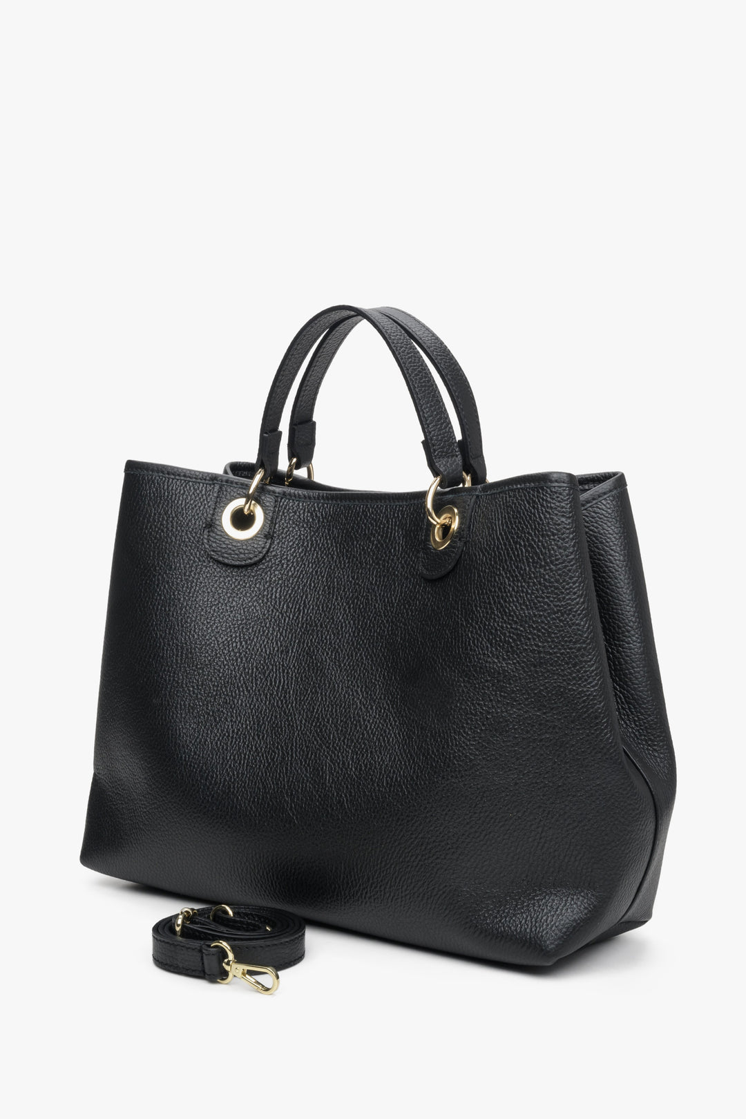 Women's leather black handbag made from Italian genuine leather by Estro.