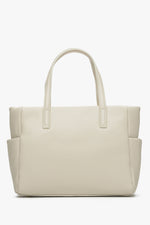 Women's Light Beige Shopper Bag made of Premium Italian Genuine Leather Estro ER00115082.