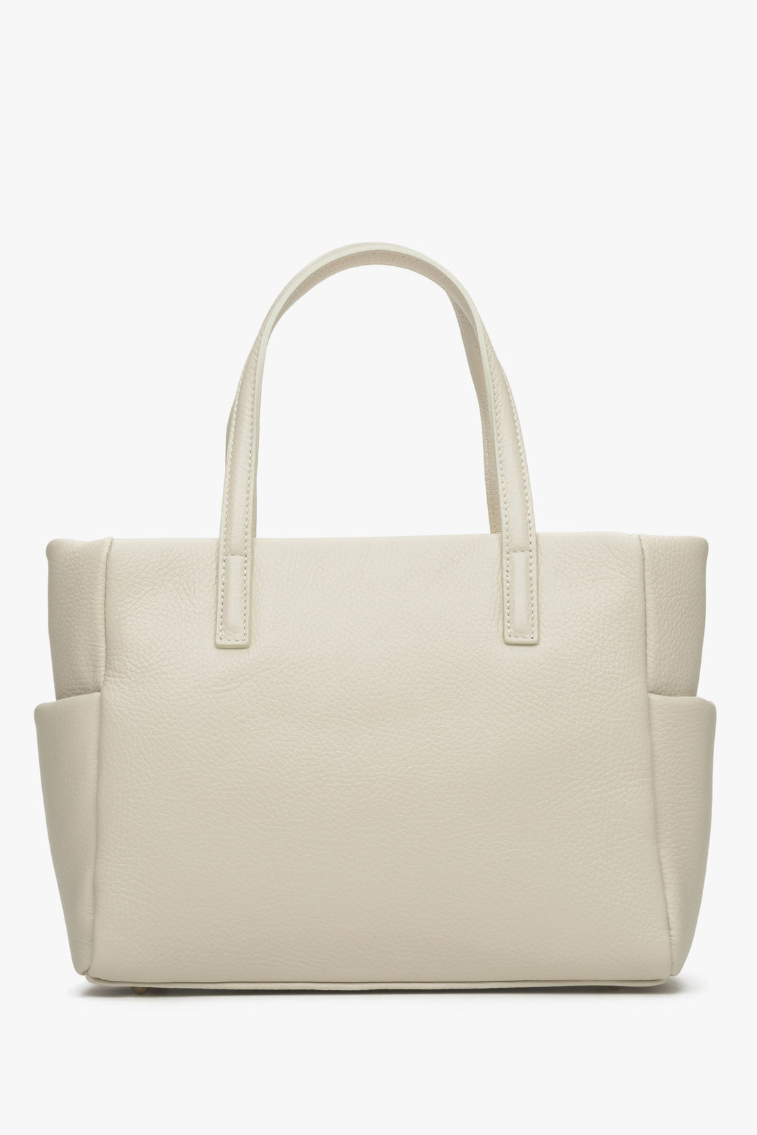 Women's Light Beige Shopper Bag made of Premium Italian Genuine Leather Estro ER00115082.