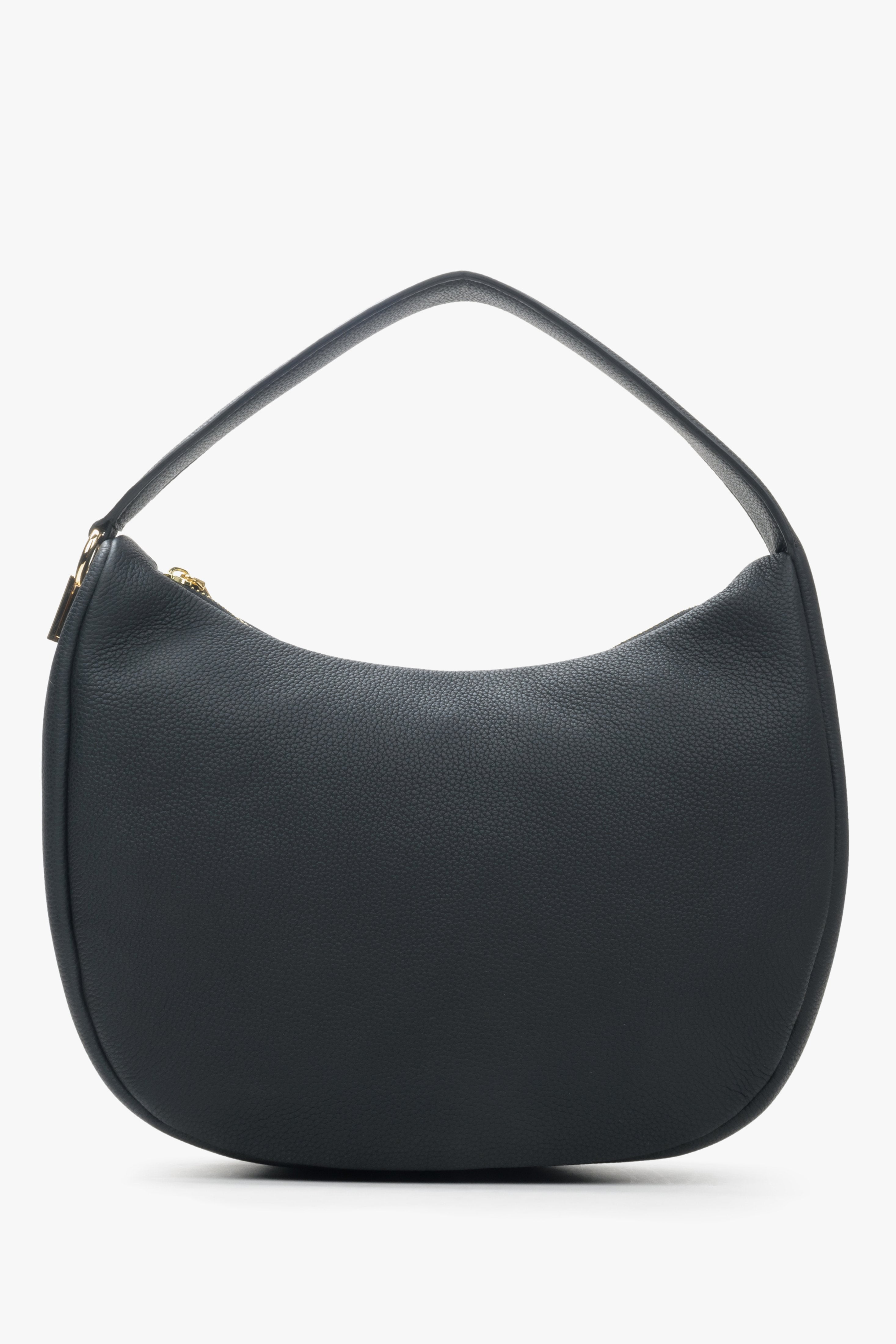 Women's crescent-shaped handbag in black by Estro.