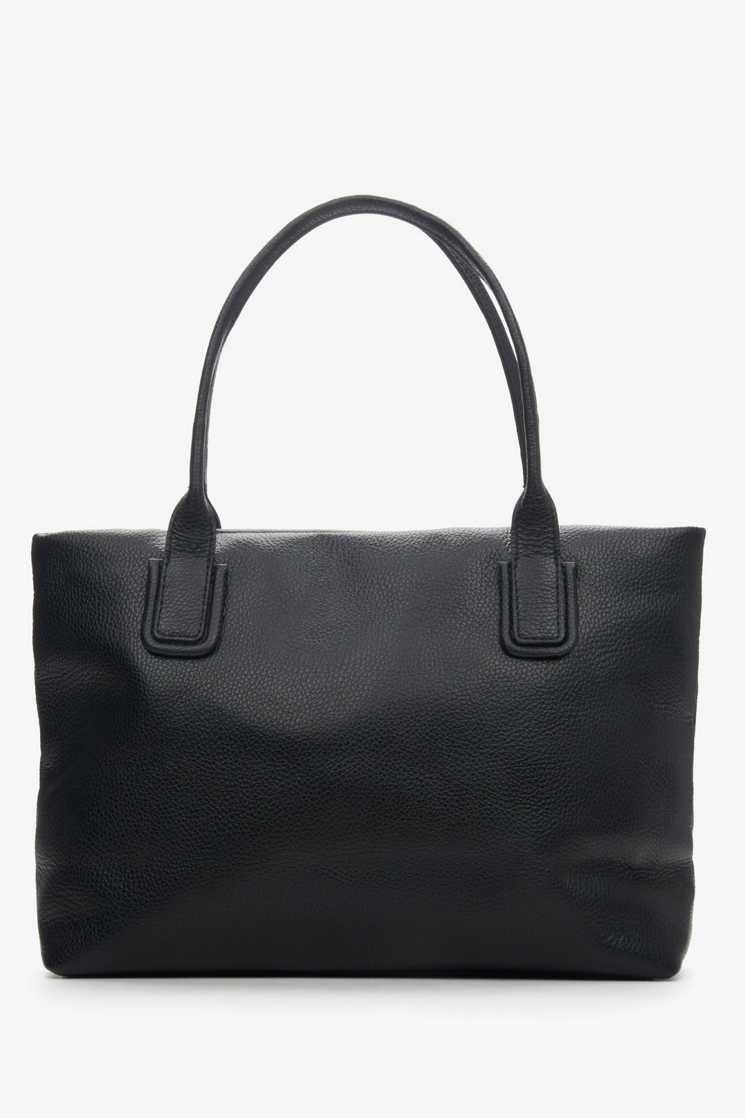 Women's Black Shopper Bag made of Genuine Italian Leather Estro ER00114120