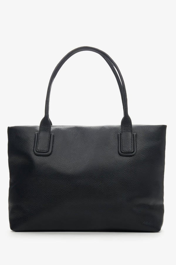 Women's Black Shopper Bag made of Genuine Italian Leather Estro ER00114120