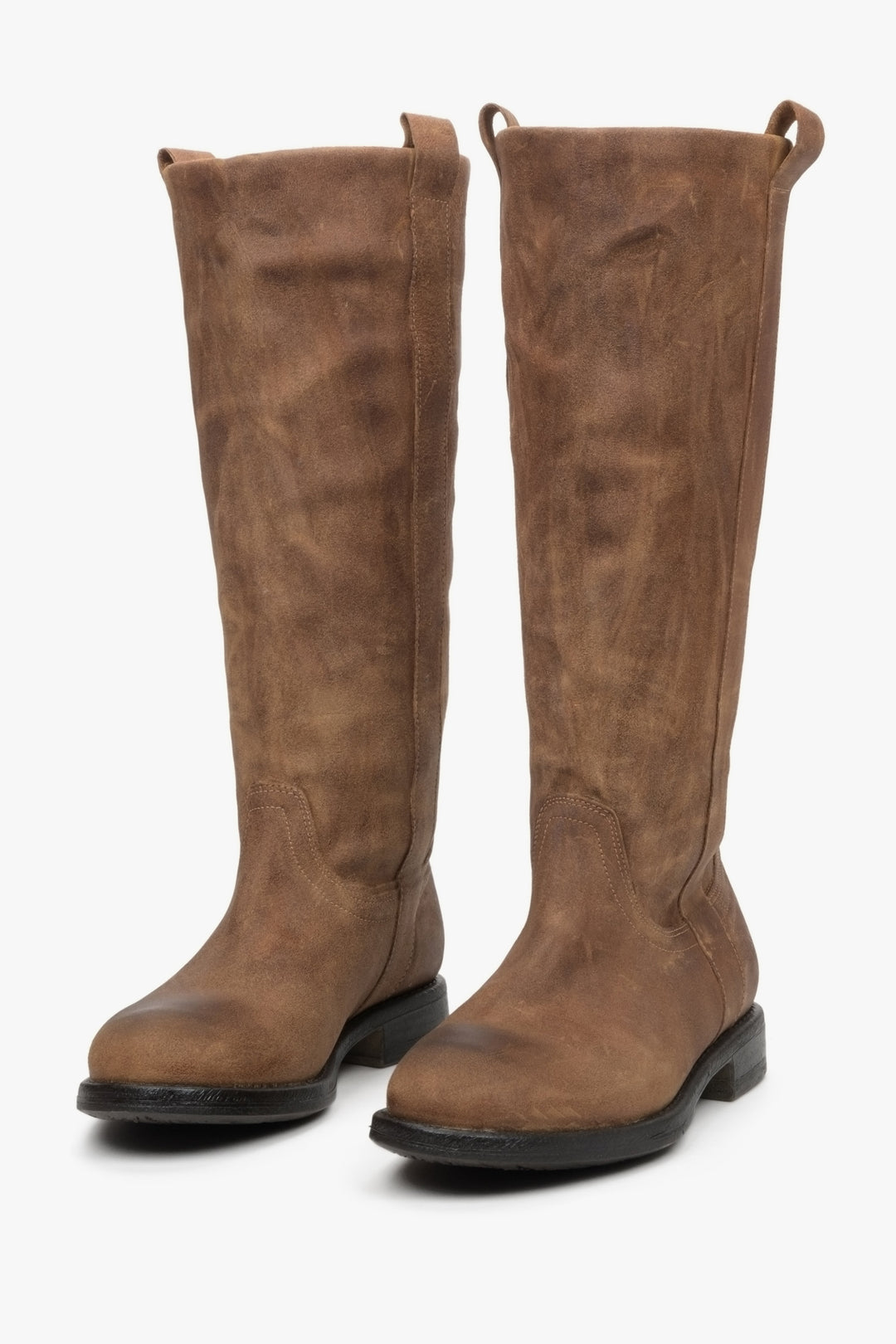 Brown velour women's boots by Estro.