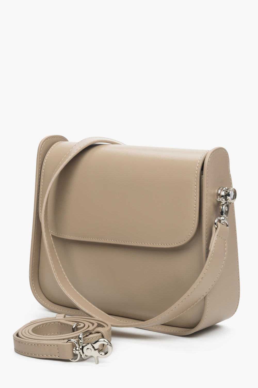 Women's Sand Beige Shoulder Bag made of Genuine Leather Estro ER00113776