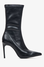 Women's Black Ankle Stiletto Heel Boots made of Genuine Leather Estro ER00113949.