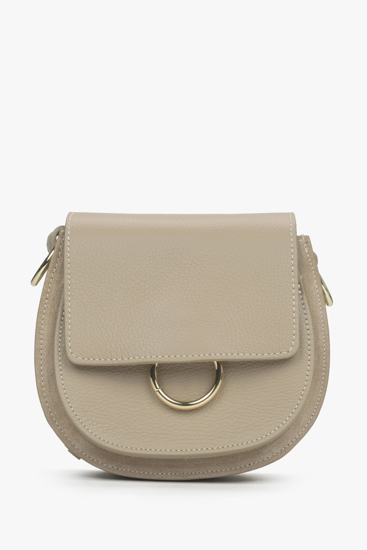 Italian Leather Small Beige Crossbody Bag Estro ER00115027.