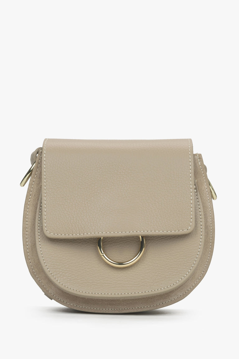 Italian Leather Small Beige Crossbody Bag Estro ER00115027.