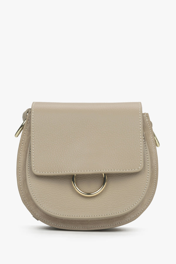 Italian Leather Small Beige Crossbody Bag Estro ER00115027.