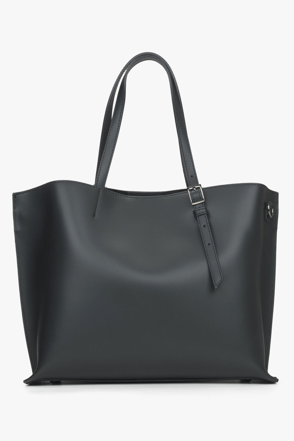 Women's Black Shopper Bag made with Premium Italian Leather Estro ER00115087