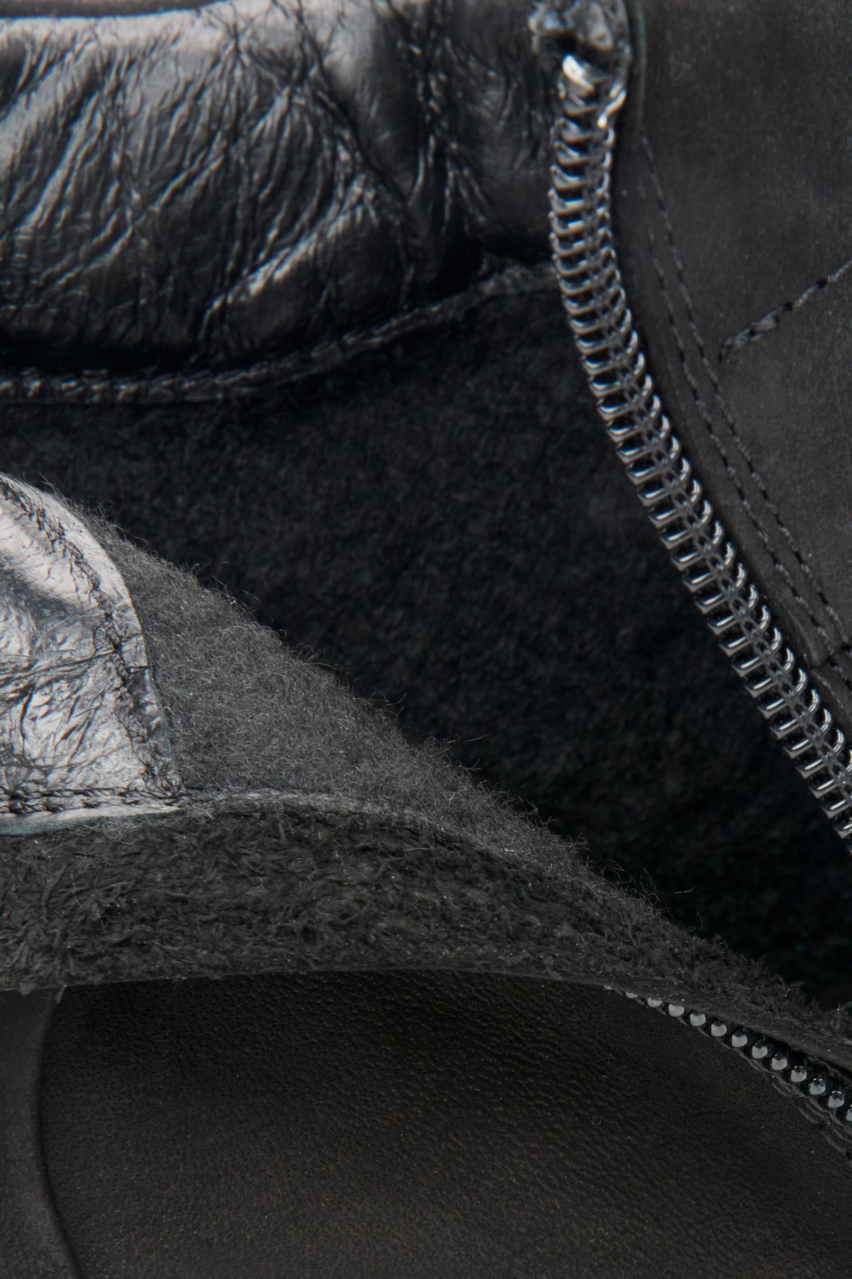 Men's black nubuck sneakers by Estro - details.