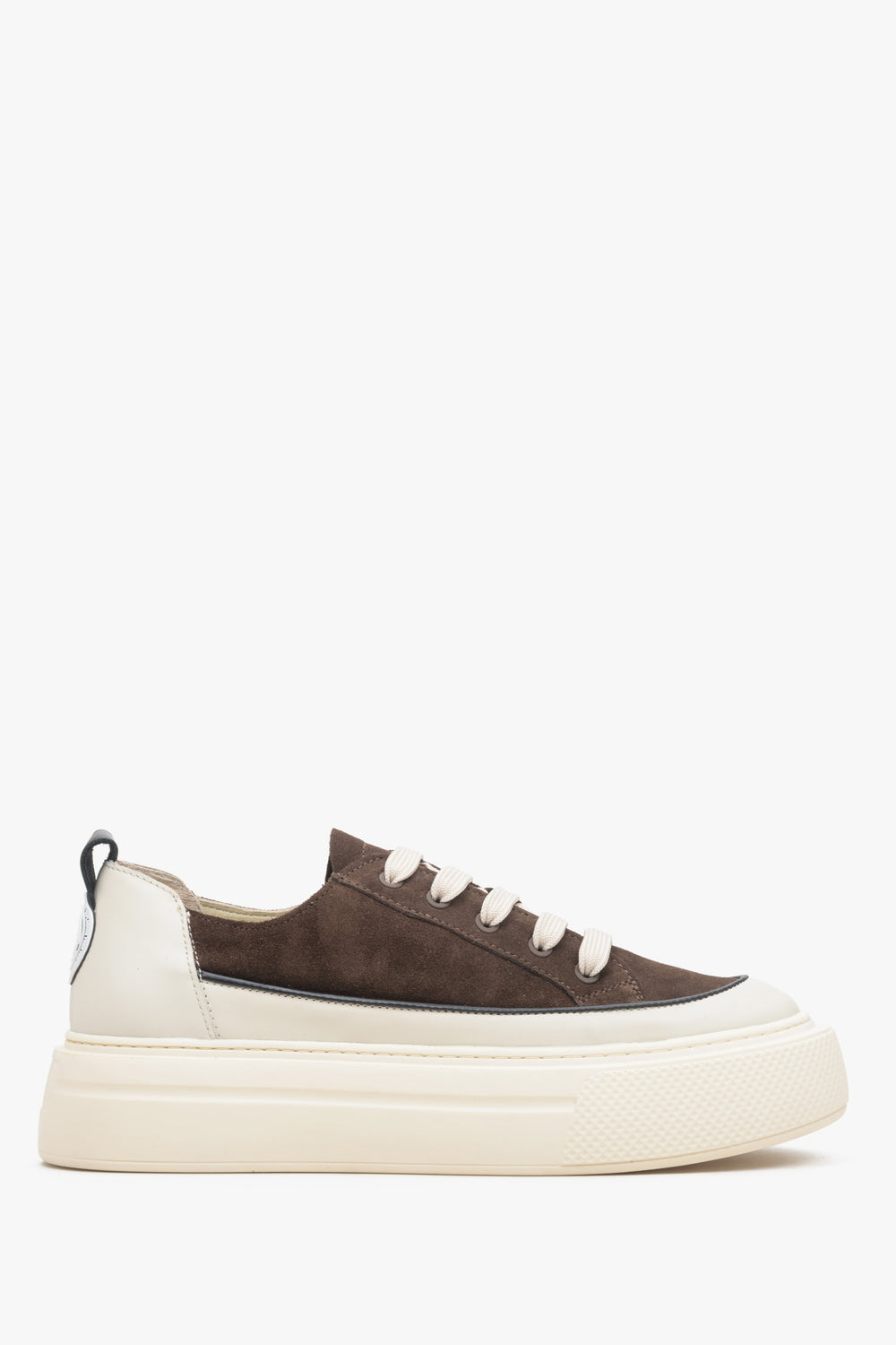 Brown & Beige Women's Sneakers Natural Leather and Suede Estro ER00113499.