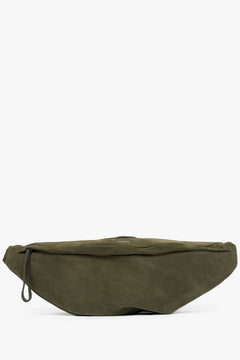 Women's Dark Green Fanny Pack made of Natural Velour Estro ER00115962.