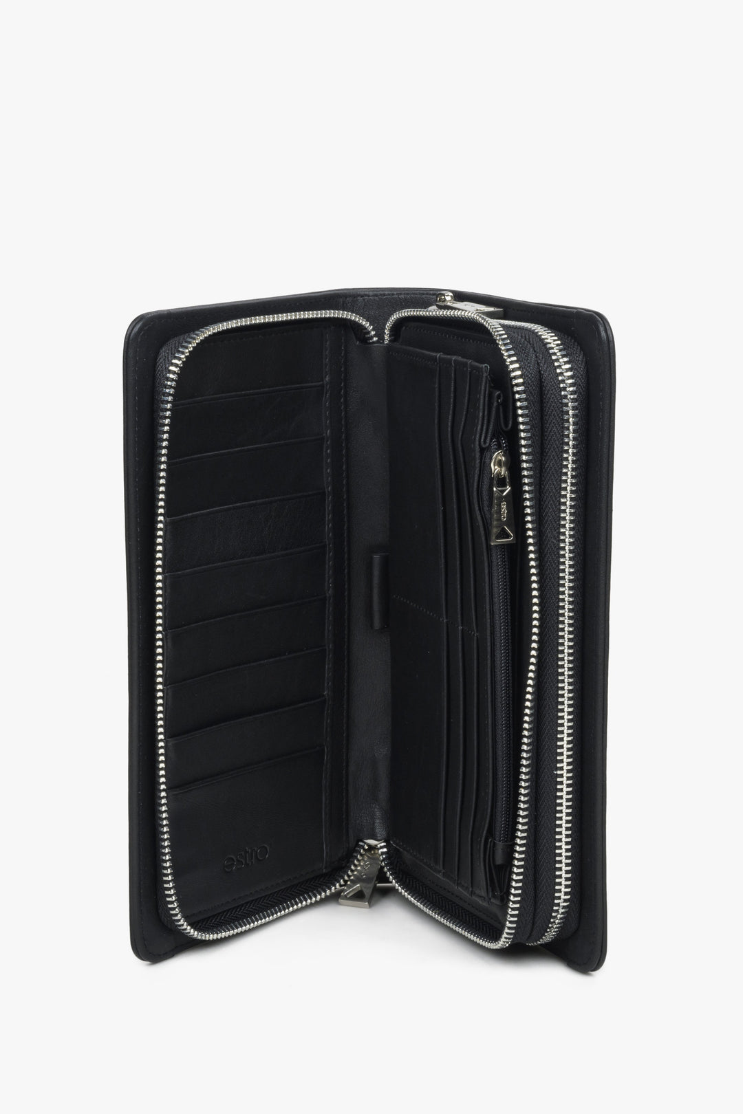 Estro spacious men's leather coin purse - interior.