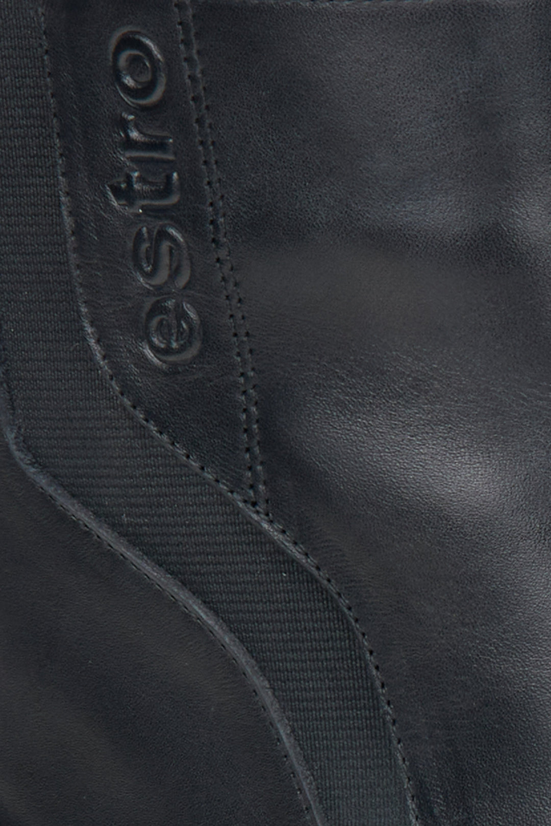 Women's black leaather ankle boots - a close-up on details.