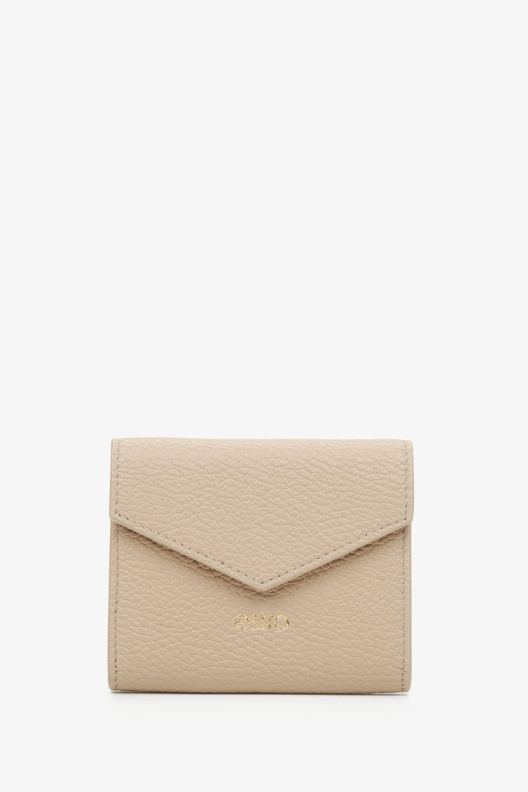 Women's Small Beige Wallet made of Genuine Italian Leather Estro ER00115024.