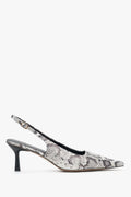 Women's Black and Grey Leather Slingback Pumps with Animal Print Estro ER00117230.