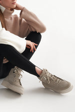 Women's Beige Suede High-top Sneakers with Insulation Estro ER00112210