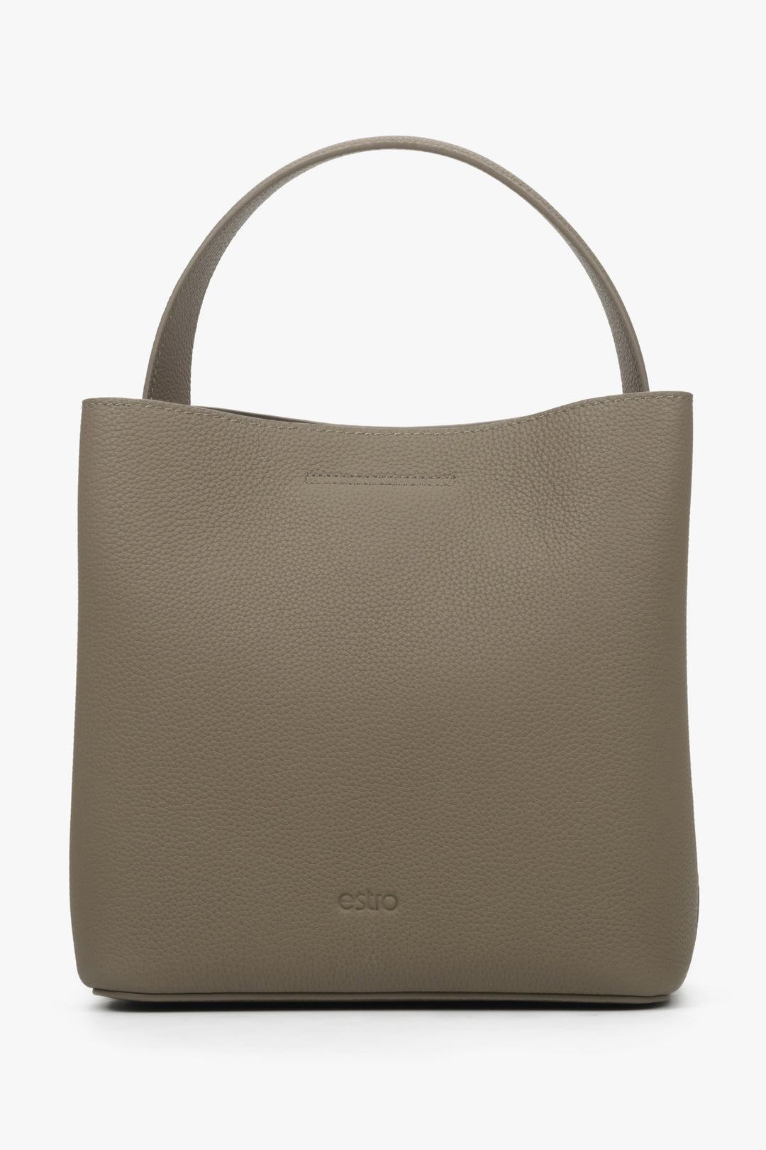 Spacious Estro women's handbag made of genuine grey, brown leather.