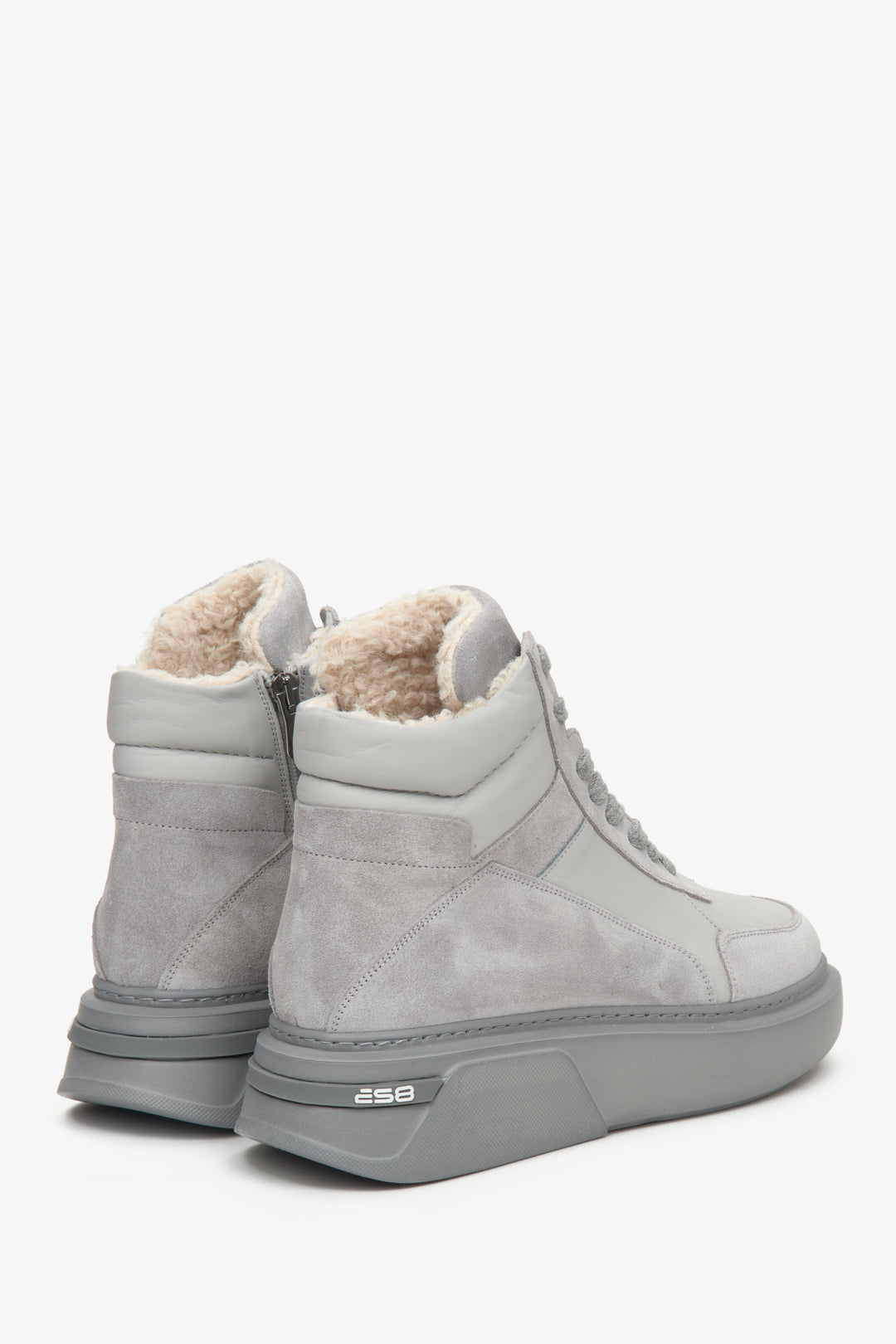 Women's grey high top sneakers by ES 8 for winter/fall.