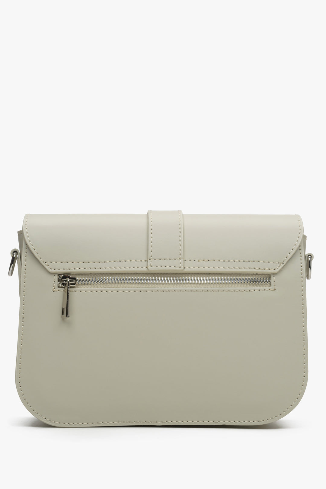 Women's grey and beige handbag made of genuine leather by Estro - reverse side.