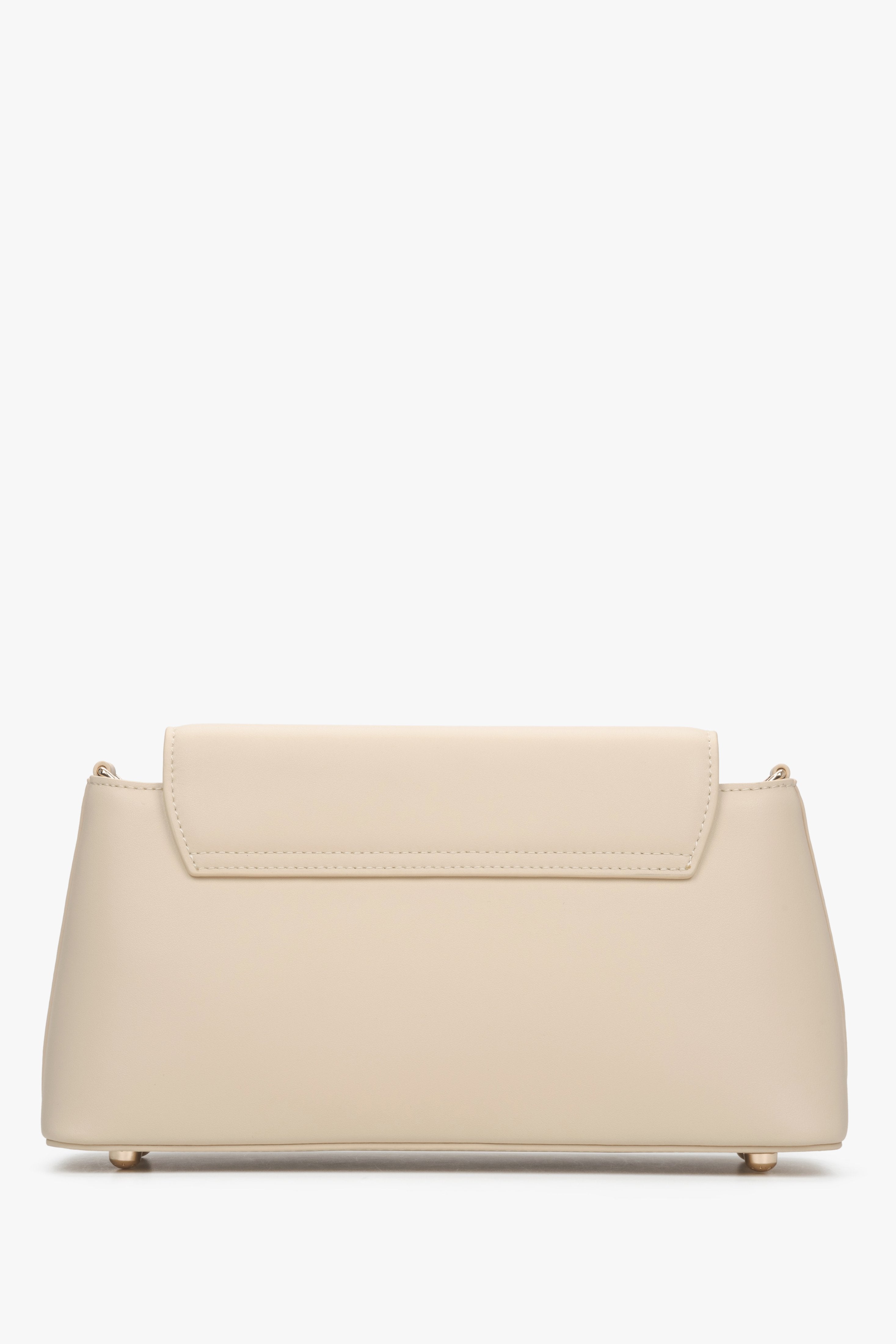 Beige leather trapezoidal women's bag - reverse side.