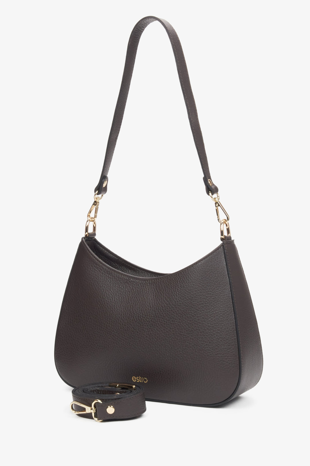 Dark brown leather shoulder bag Estro.