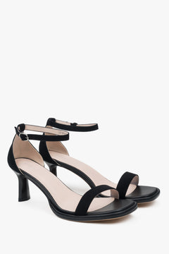 Elegant black Estro women's sandals, made of soft genuine velour.