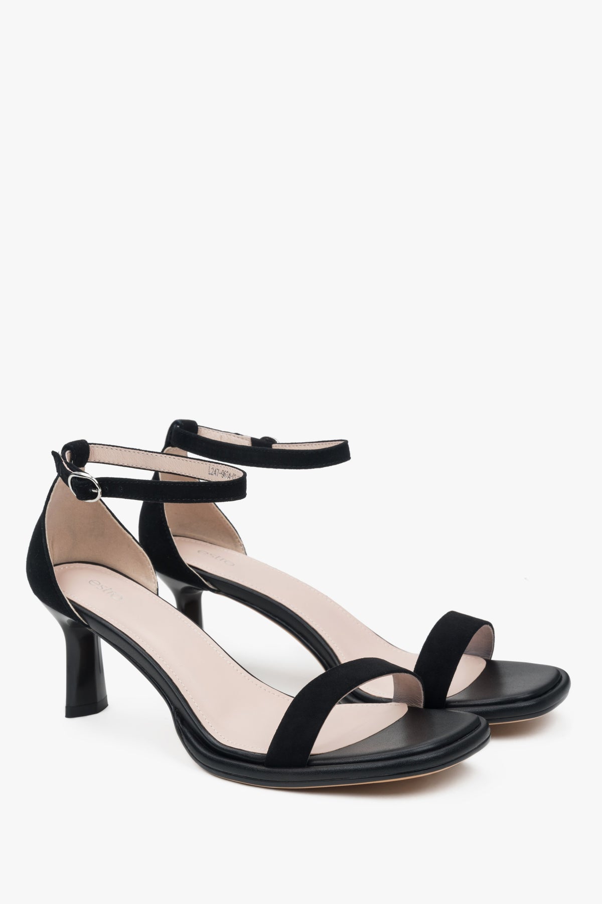 Elegant black Estro women's sandals, made of soft genuine velour.