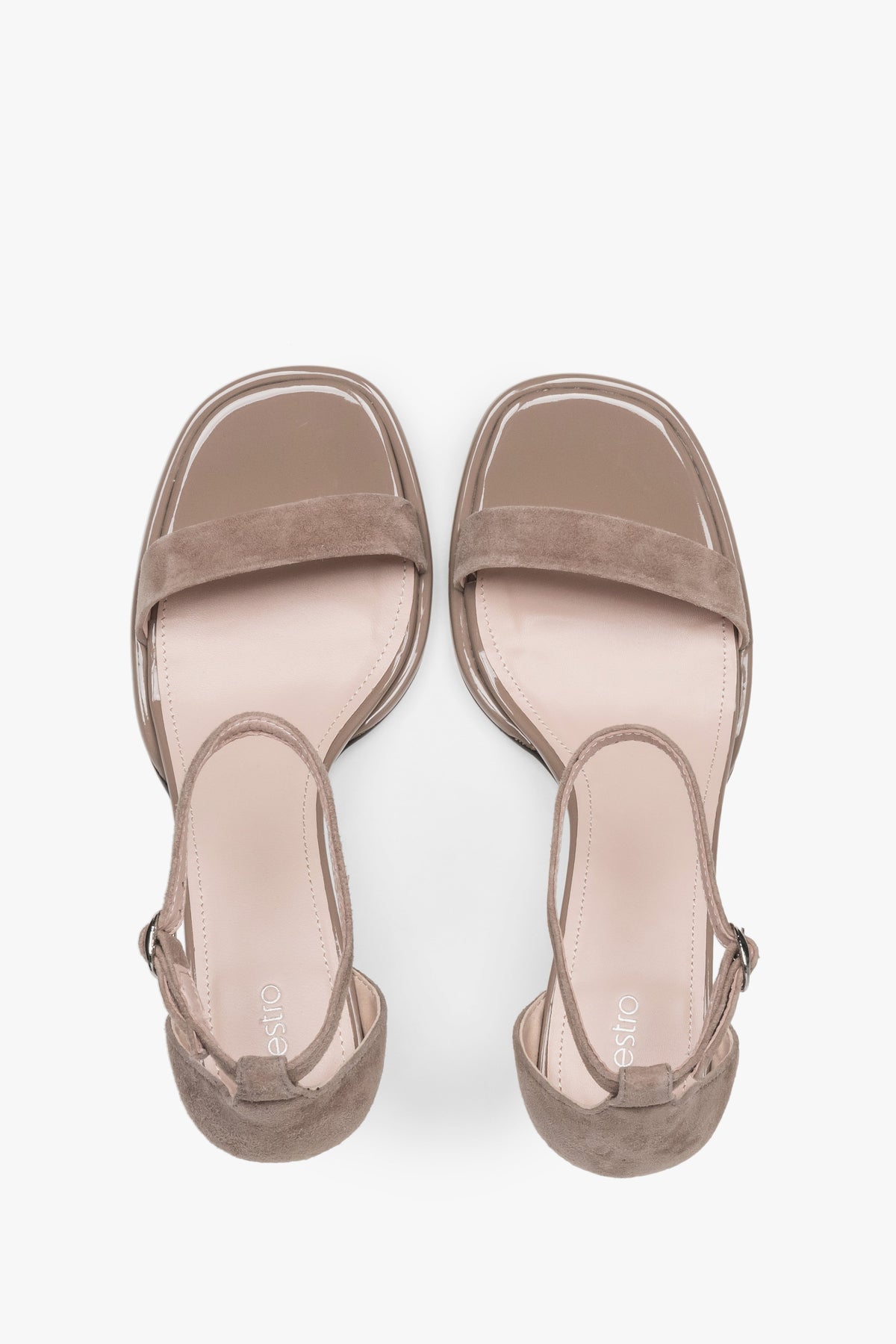 Classic beige Estro women's sandals made of genuine leather – perfect for summer evenings, with an elegant heel that adds sophistication.