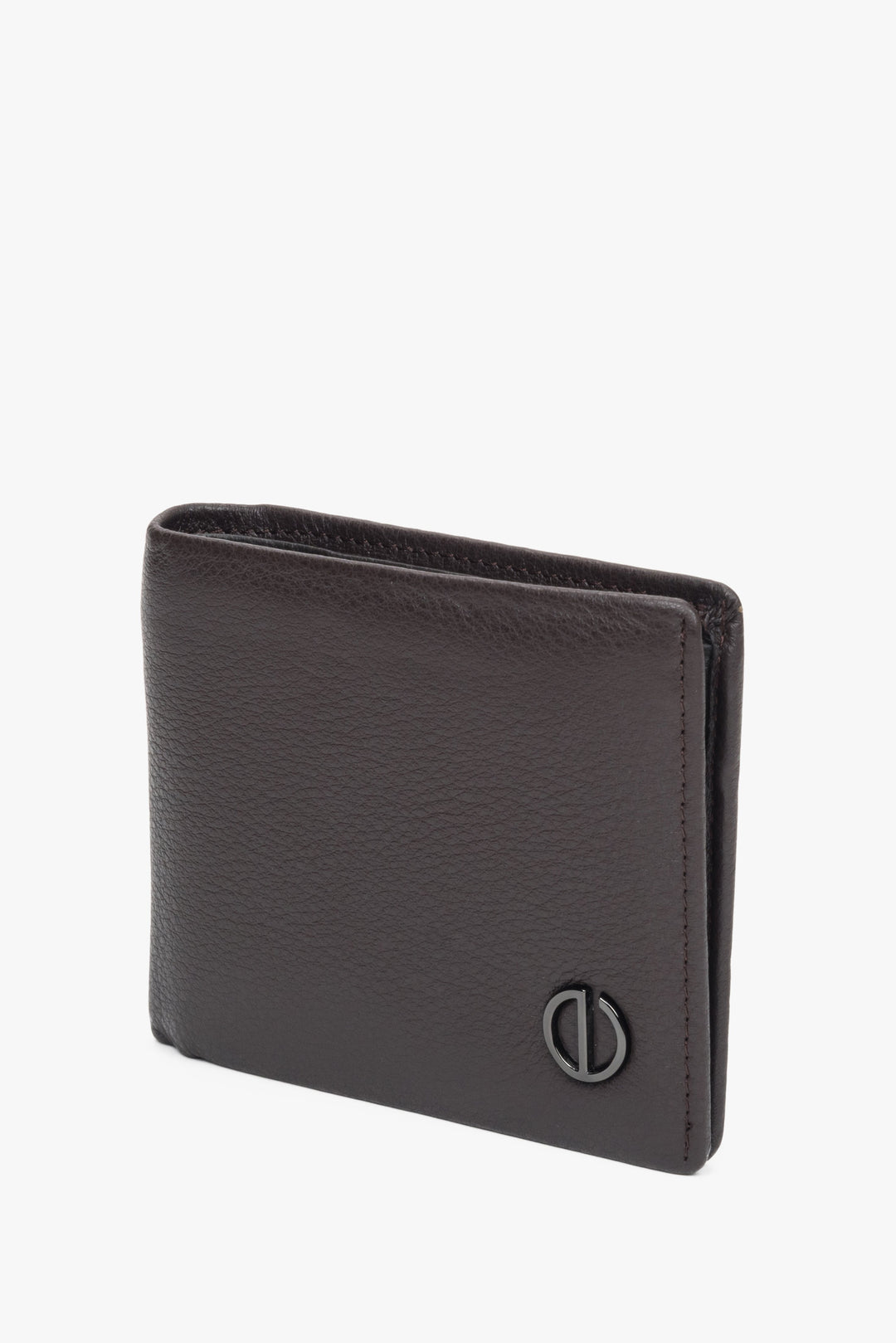 Dark brown leather men's wallet Estro with a subtle brand logo.