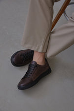 Men's Brown Leather & Velour Sneakers Estro ER00113450