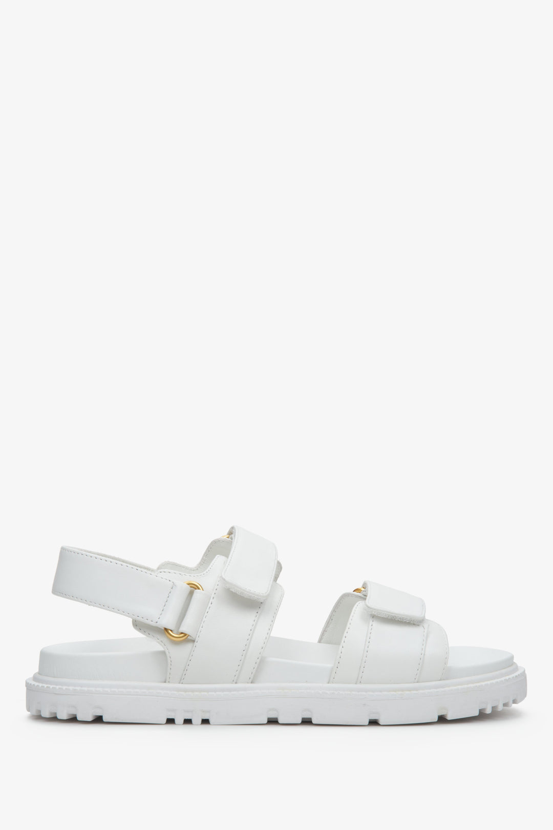 Women's White Leather Sandals with a Soft Sole Estro ER00113312.