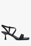 Women's Black Heeled Sandals made of Textiles and Genuine Leather Estro ER00117149.