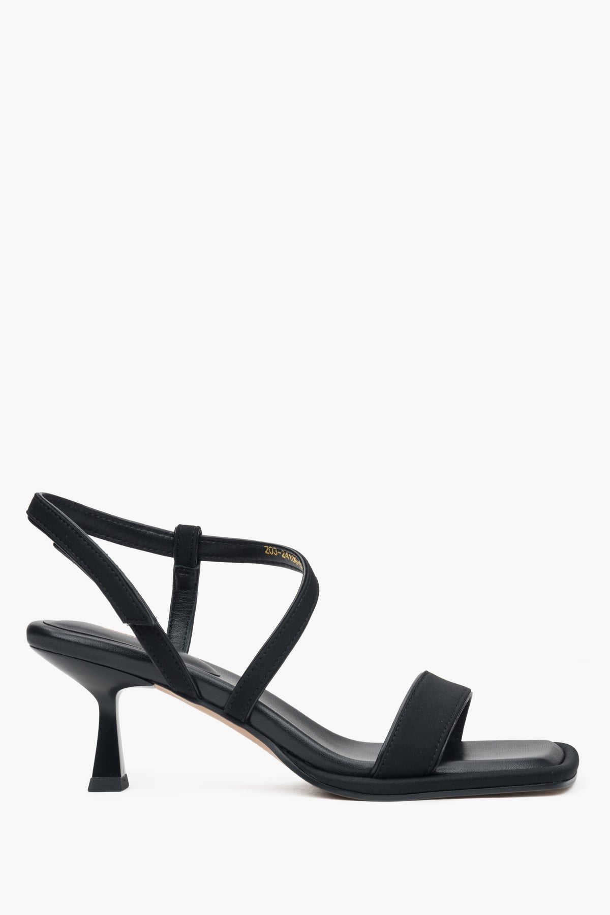 Women's Black Heeled Sandals made of Textiles and Genuine Leather Estro ER00117149.