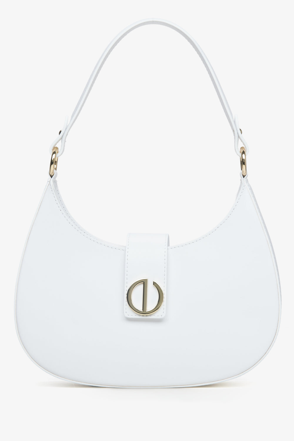 Estro women's white baguette-style handbag made of Italian genuine leather.