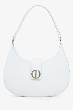 Estro women's white handbag made of Italian genuine leather.