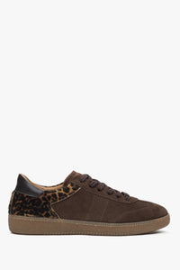 Women's Dark Brown Animal Print Sneakers made of Italian Genuine Velour Estro ER00117298.