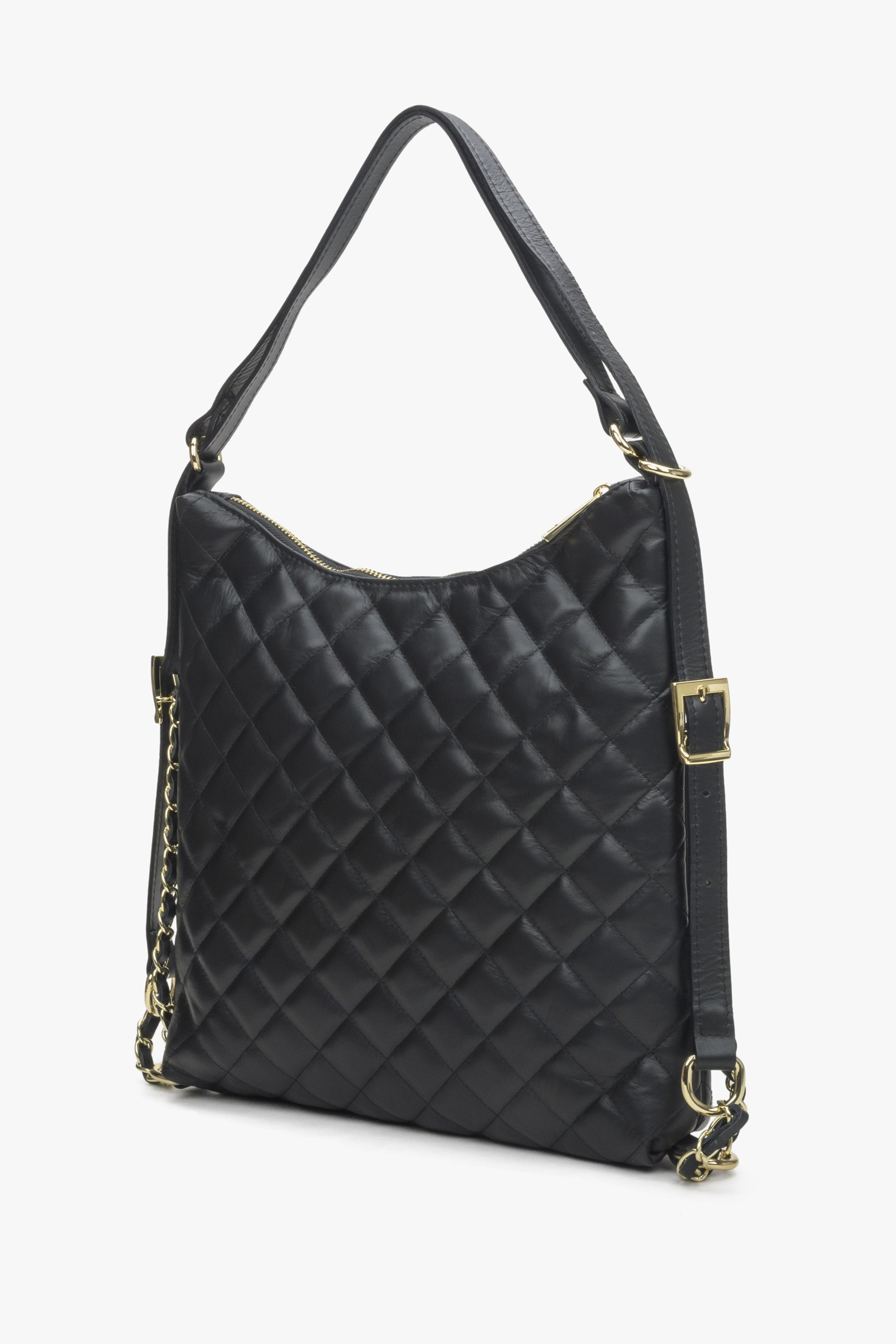 Women's quilted handbag in black by Estro.