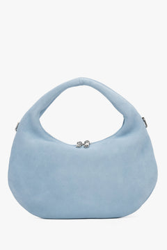 Women's Small Blue Handbag made of Genuine Velour Estro ER00116820.