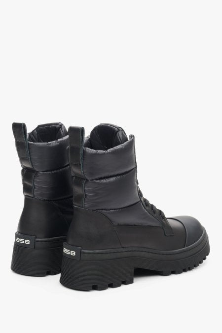 Black women's platform boots with the ES 8 logo.